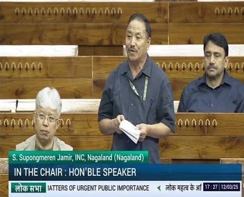 Nagaland Lok Sabha MP Supongmeren Jamir addresses the Parliament. (File Photo)